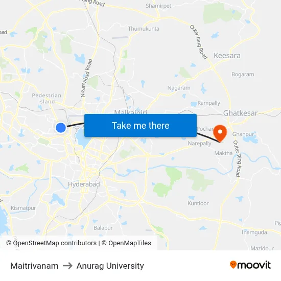 Maitrivanam to Anurag University map