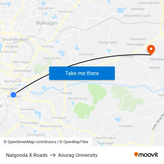 Nalgonda X Roads to Anurag University map