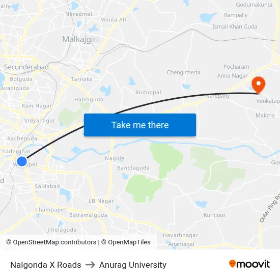 Nalgonda X Roads to Anurag University map