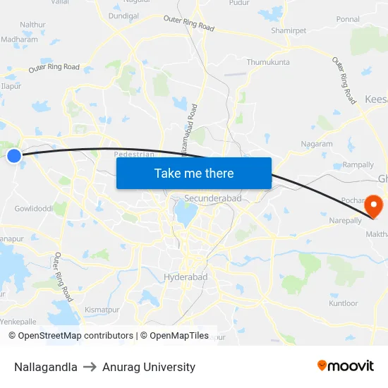 Nallagandla to Anurag University map