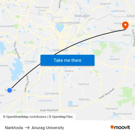 Narkhoda to Anurag University map