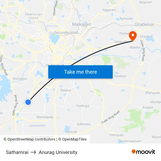 Sathamrai to Anurag University map
