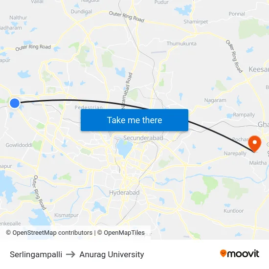 Serlingampalli to Anurag University map