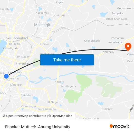 Shankar Mutt to Anurag University map