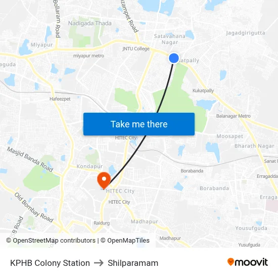 KPHB Colony Station to Shilparamam map