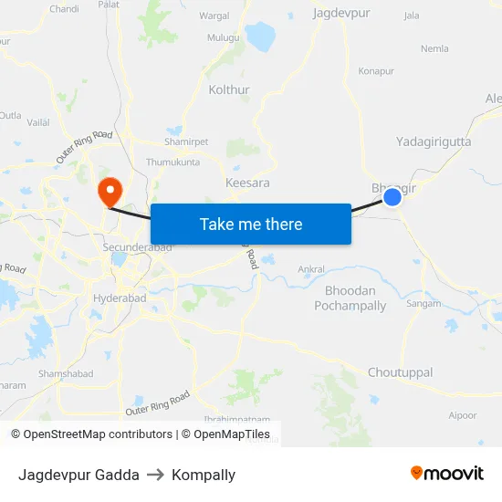 Jagdevpur Gadda to Kompally map