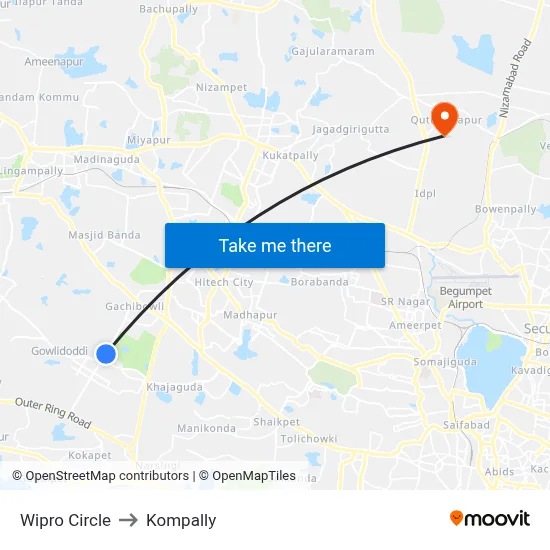 Wipro Circle to Kompally map