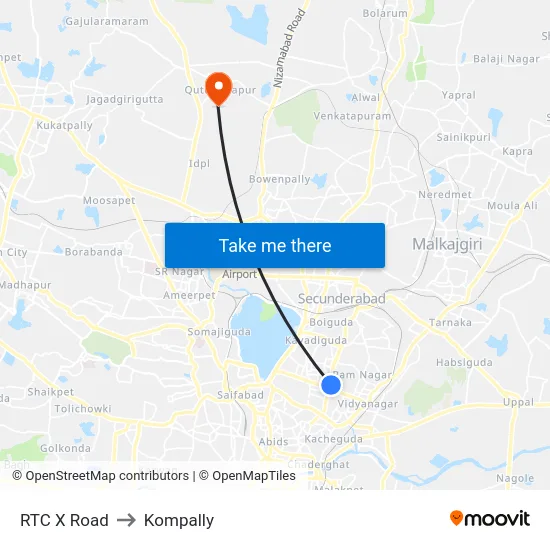 RTC X Road to Kompally map