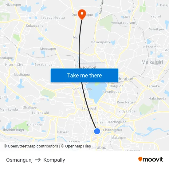 Osmangunj to Kompally map