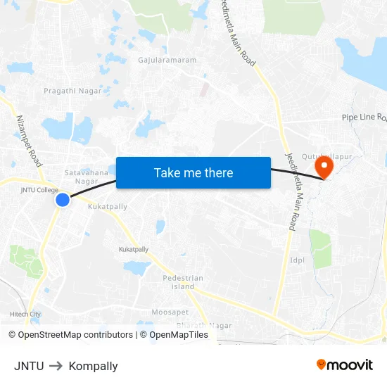 JNTU to Kompally map