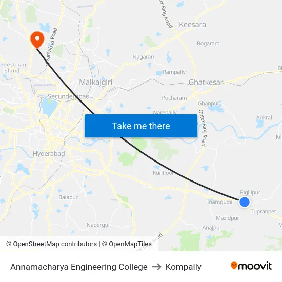 Annamacharya Engineering College to Kompally map