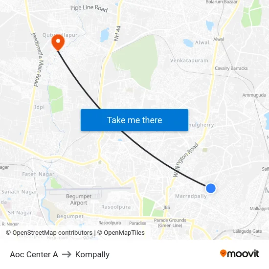 Aoc Center A to Kompally map