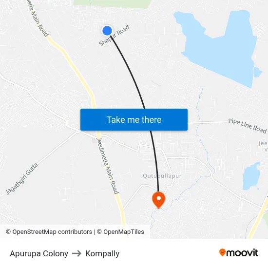 Apurupa Colony to Kompally map