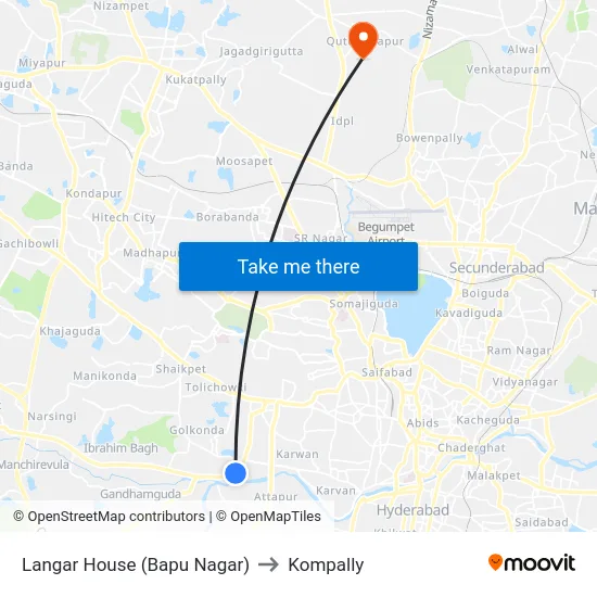 Langar House (Bapu Nagar) to Kompally map