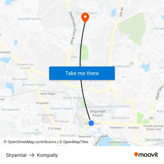 Shyamlal to Kompally map