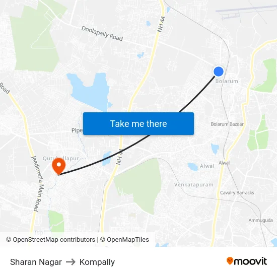 Sharan Nagar to Kompally map