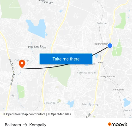 Bollaram to Kompally map