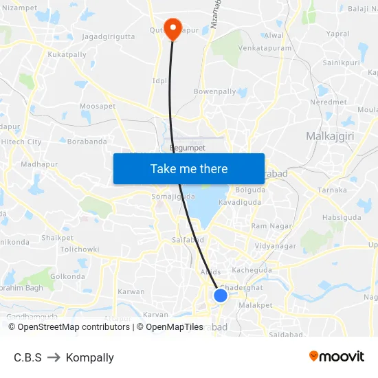 C.B.S to Kompally map
