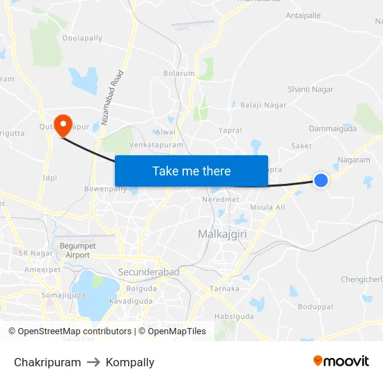 Chakripuram to Kompally map