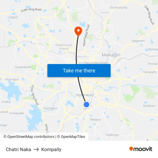 Chatri Naka to Kompally map