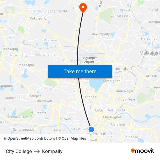 City College to Kompally map