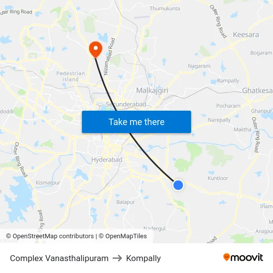 Complex Vanasthalipuram to Kompally map