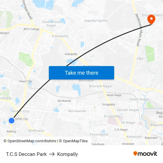 T.C.S Deccan Park to Kompally map