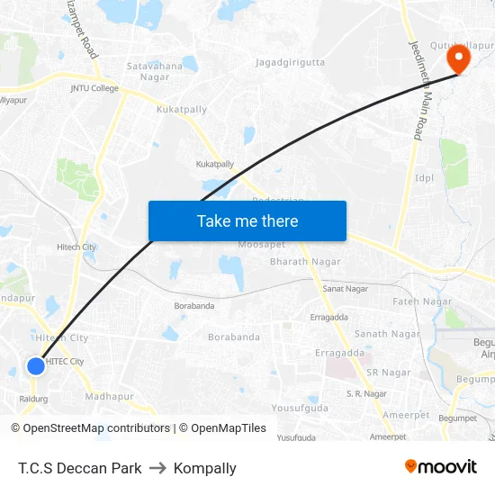 T.C.S Deccan Park to Kompally map