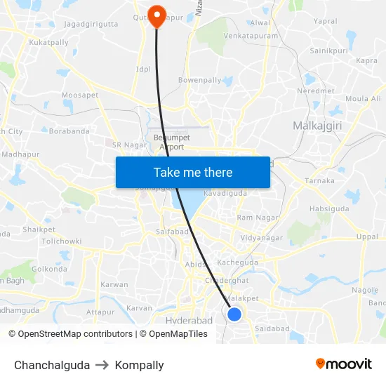 Chanchalguda to Kompally map