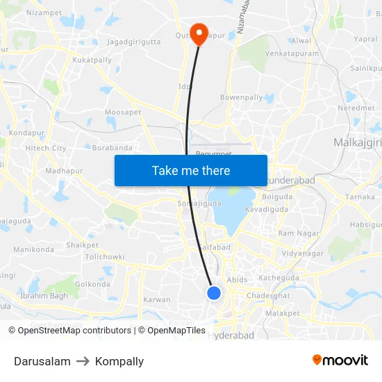 Darusalam to Kompally map