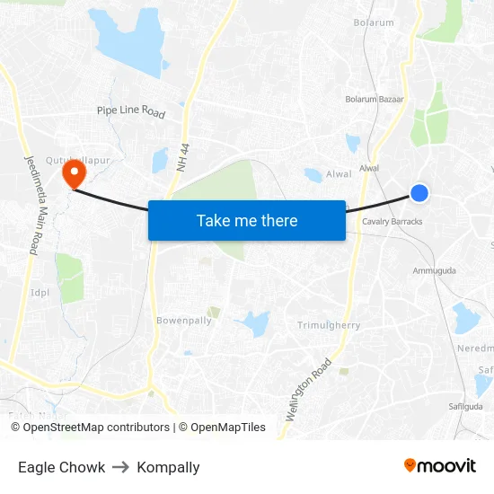 Eagle Chowk to Kompally map