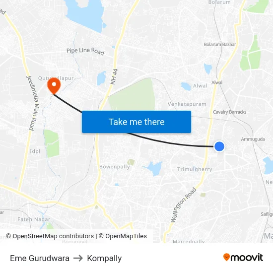 Eme Gurudwara to Kompally map