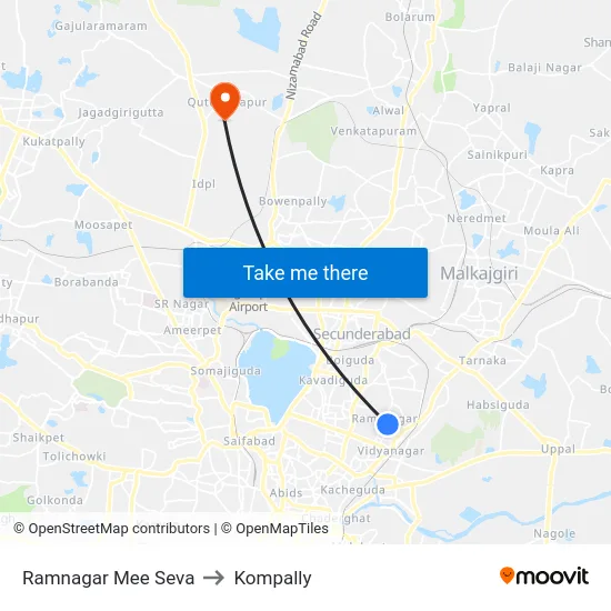 Ramnagar Mee Seva to Kompally map