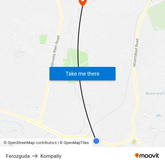 Ferozguda to Kompally map