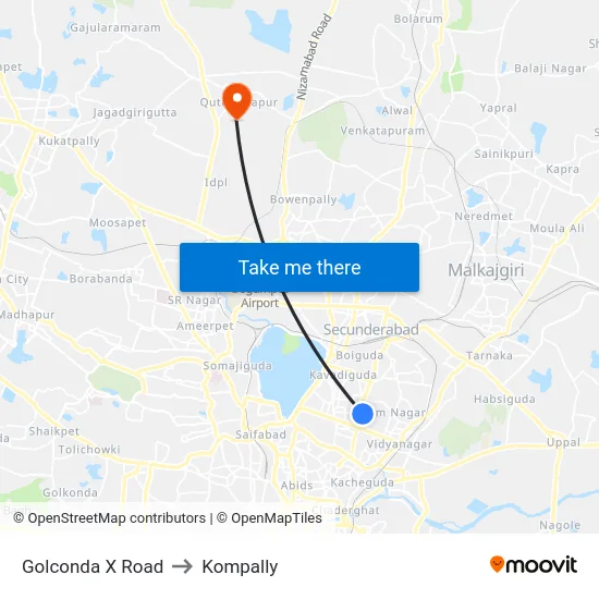 Golconda X Road to Kompally map