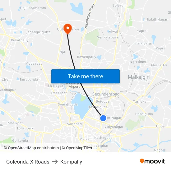 Golconda X Roads to Kompally map