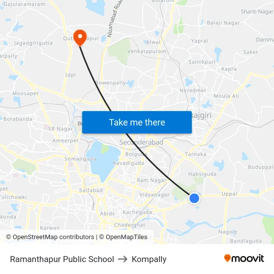 Ramanthapur Public School to Kompally map