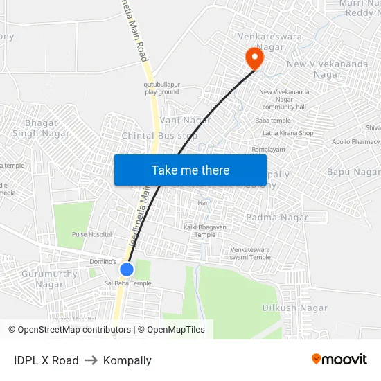 IDPL X Road to Kompally map