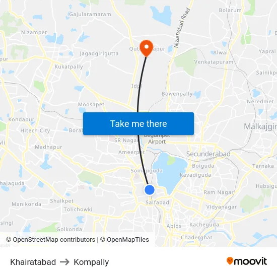 Khairatabad to Kompally map