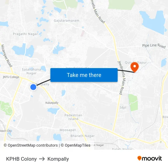 KPHB Colony to Kompally map