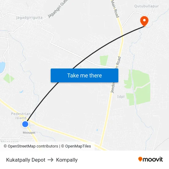Kukatpally Depot to Kompally map