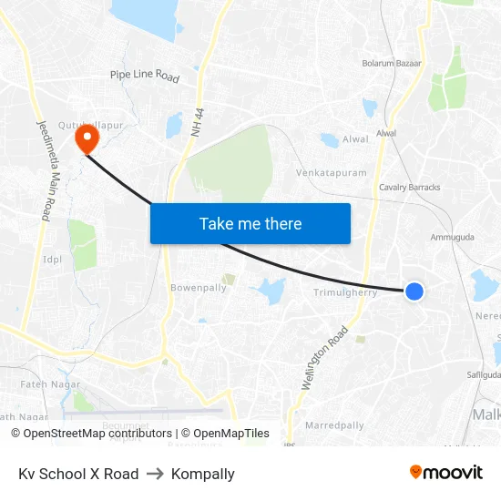 Kv School X Road to Kompally map