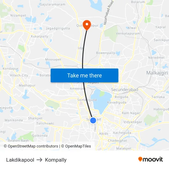 Lakdikapool to Kompally map