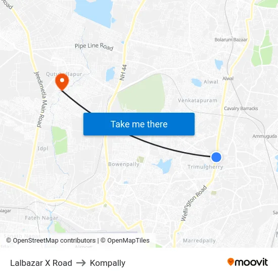 Lalbazar X Road to Kompally map