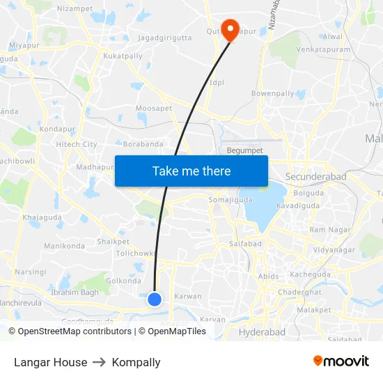 Langar House to Kompally map