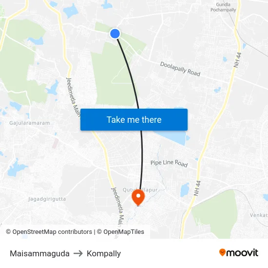 Maisammaguda to Kompally map