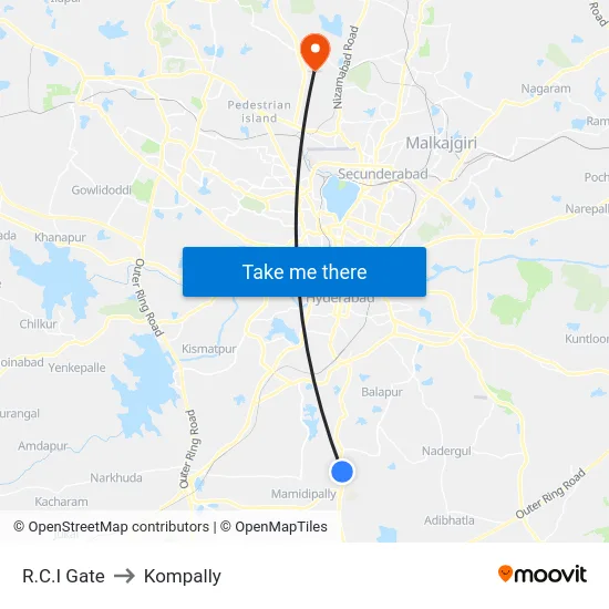 R.C.I Gate to Kompally map