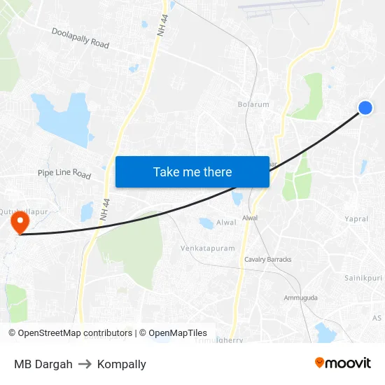 MB Dargah to Kompally map