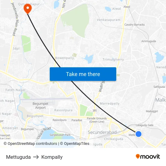 Mettuguda to Kompally map
