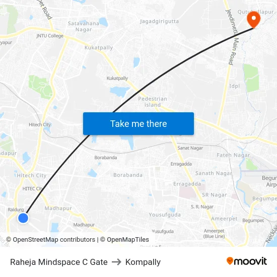 Raheja Mindspace C Gate to Kompally map